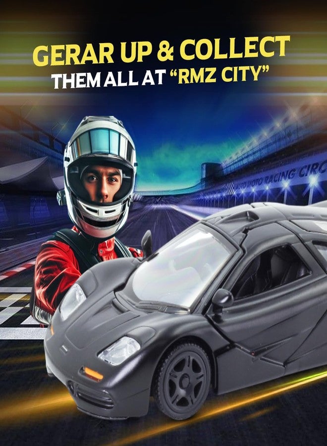 آر إم زد سيتي سيارة ماكلارين إف 1 موديل 1992 من آر إم زد سيتي، مصنوعة من المعدن المصبوب، مقاس 5 بوصات، بمقياس 1:34 | سيارة مرخصة قابلة للتحصيل مع أبواب قابلة للفتح وآلية سحب للخلف | سلسلة عالمية للأطفال ومحبي السيارات | أسود مطفي - Image 5